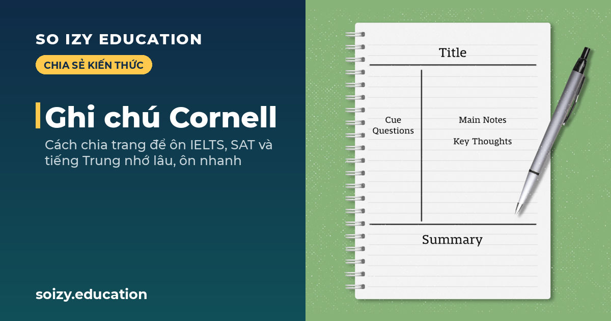 So Izy — Mẫu ghi chú Cornell: Title, Cue Questions, Main Notes, Summary